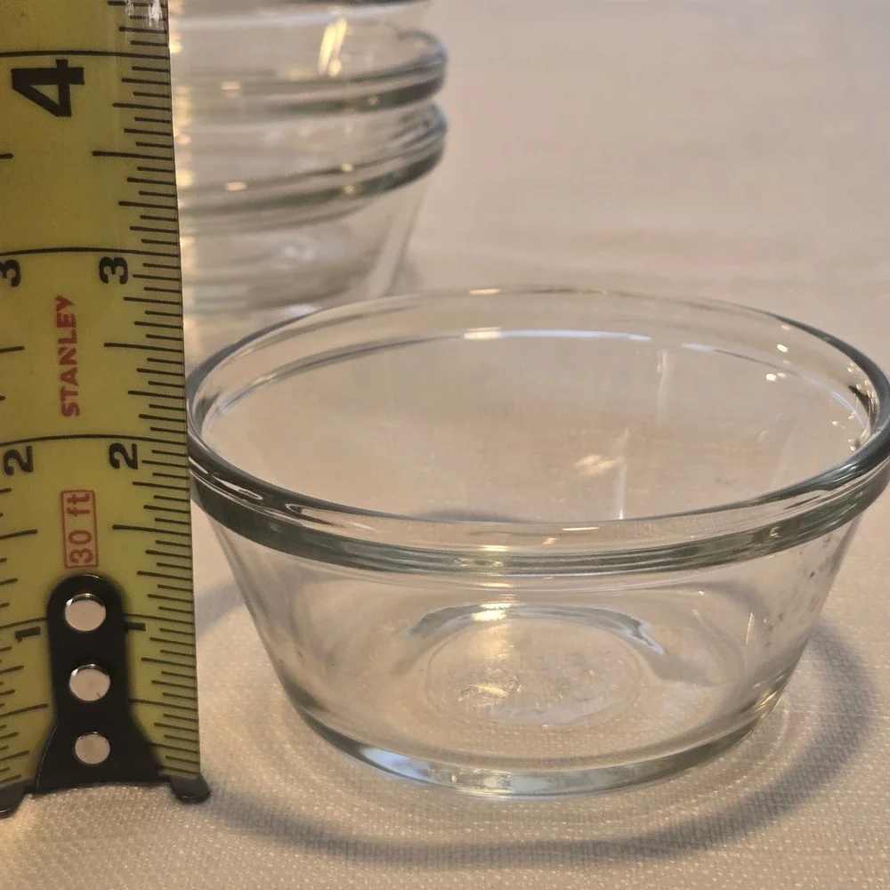Anchor Hocking 6oz Clear Glass Custard Cups Ramekins Set of 4‎ USA Made 177ml
